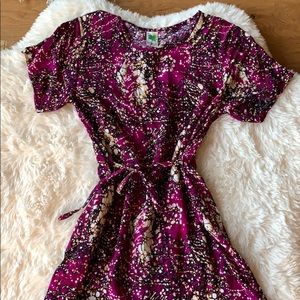 Vintage 90s paint splatter t shirt tie front dress